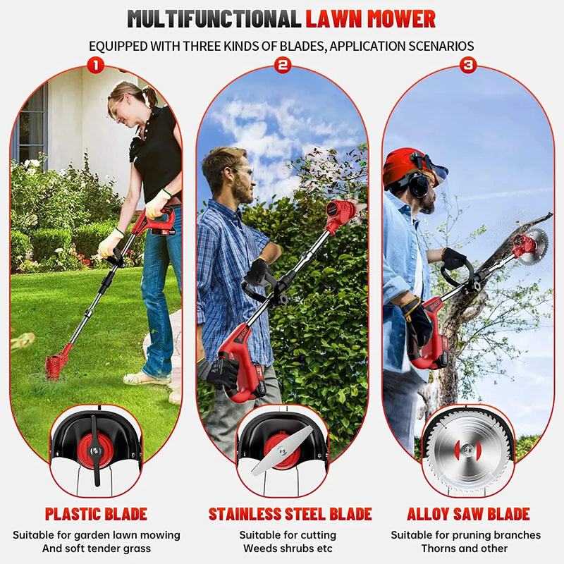 3-in-1 Cordless Electric Grass Lawn Mower