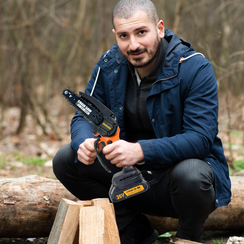 Aussies Premium 6 Inch Orange Cordless Electric Chainsaw