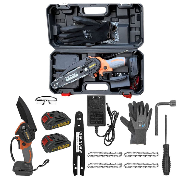 Aussies Premium 6 Inch Orange Cordless Electric Chainsaw