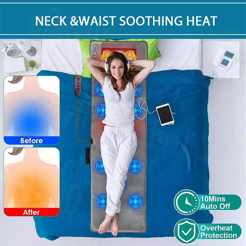 Full Body Electric Massage Mat,with 10 Vibration Motors Pad and 4 Heating Pad