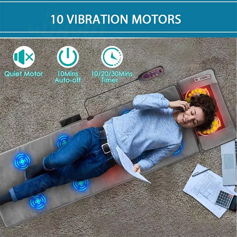 Full Body Electric Massage Mat,with 10 Vibration Motors Pad and 4 Heating Pad