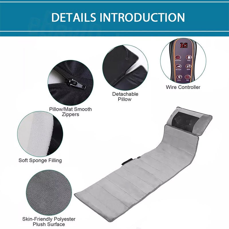 Full Body Electric Massage Mat,with 10 Vibration Motors Pad and 4 Heating Pad