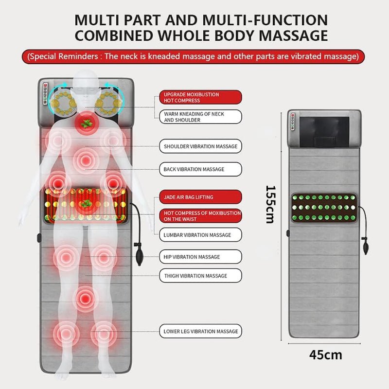 Full Body Electric Massage Mat,with 10 Vibration Motors Pad and 4 Heating Pad